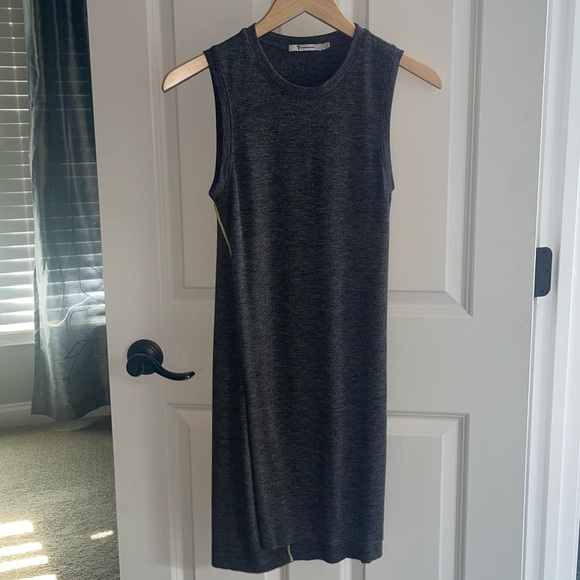 T BY ALEXANDER WANG Mohair Jersey Twist Drape Sleeveless Charcoal Acid Green Sm - Picture 4 of 9